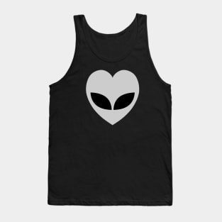 Grey Alien Love Heart Tank Top